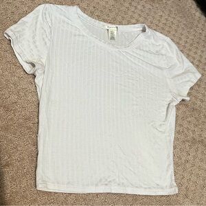 Bozzolo Cropped Ribbed White Short Sleeve T Shirt Size Medium